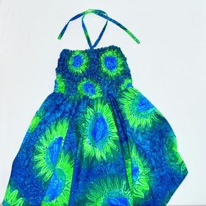 Rima Girls Hawaiian Tropical Island Popcorn Luau Dress in Blue - Size 6-10 Years